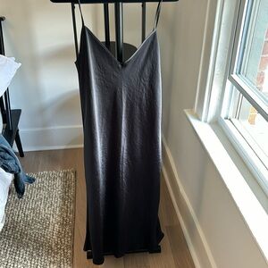 Wilfred black midi length slip dress